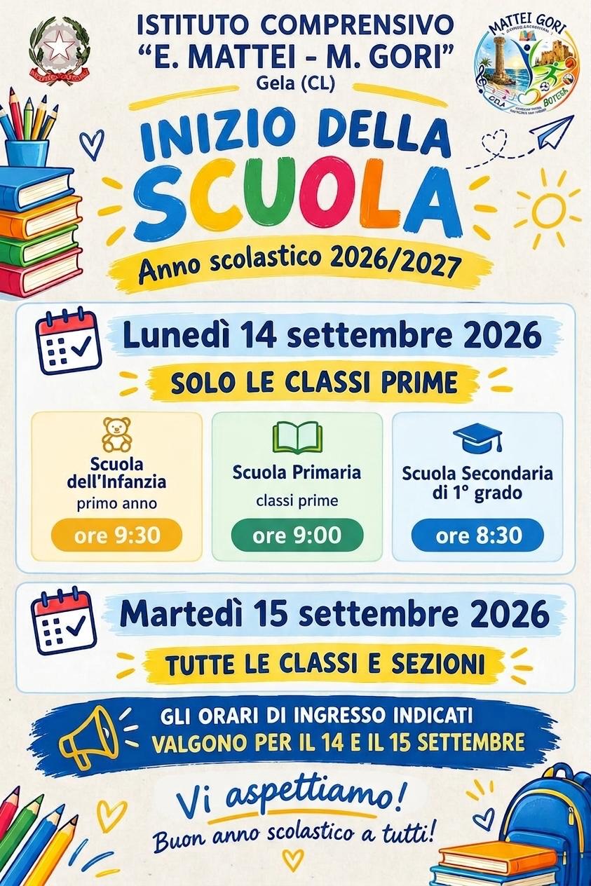 INIZIA IL NUOVO ANNO SCOLASTICO